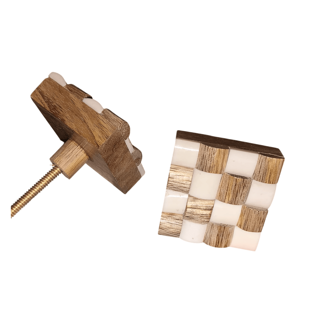 IRON & WOOD MARBLE KNOB (POLISH)